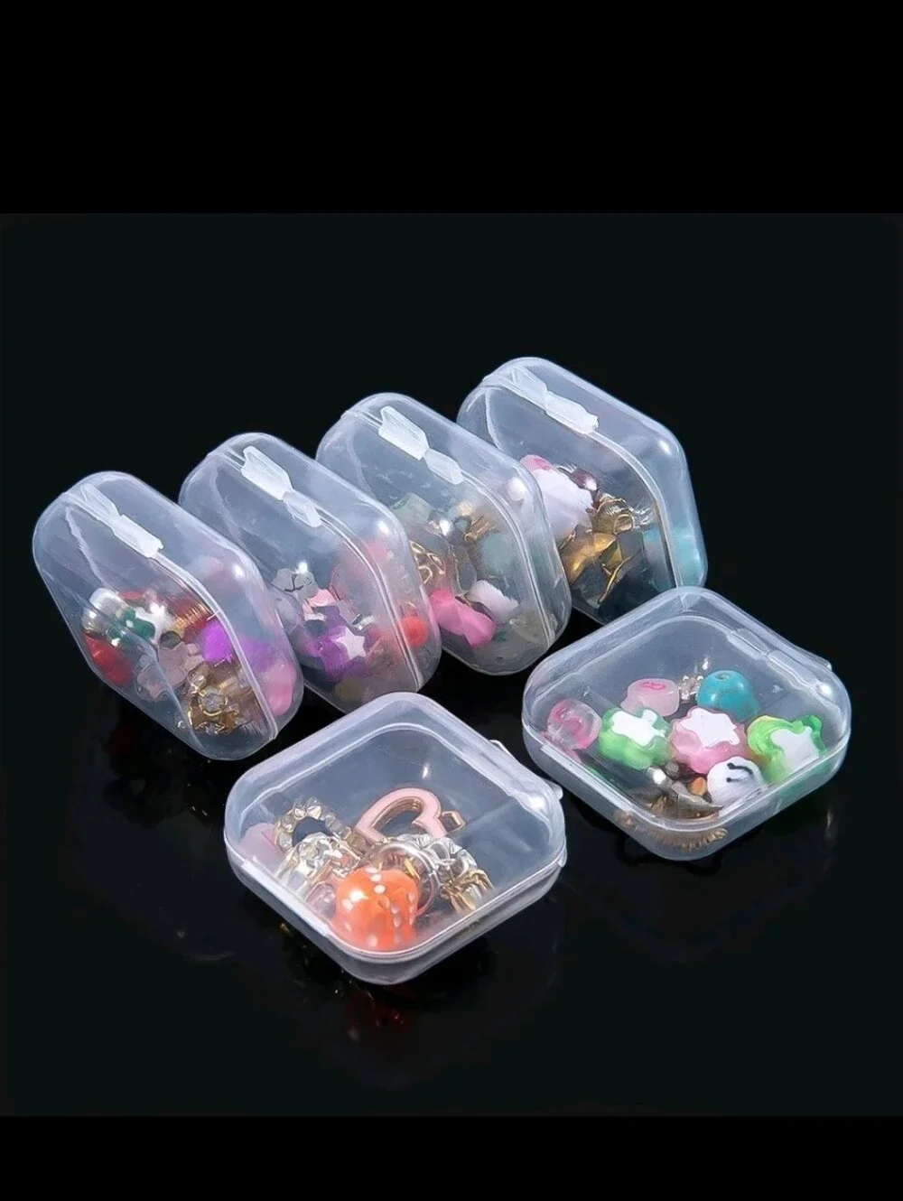 Set of 5 Clear Square Plastic Storage Boxes